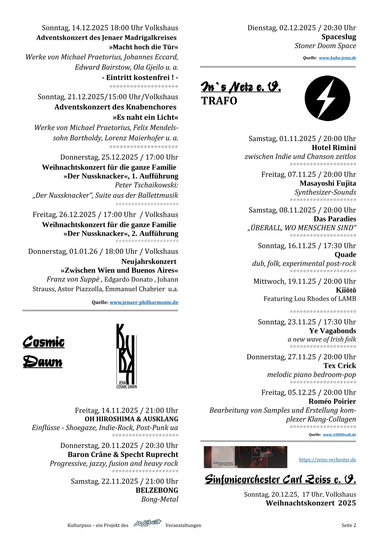 Kulturpass-Angebote in Jena, November/Dezember 2025, Seite 2