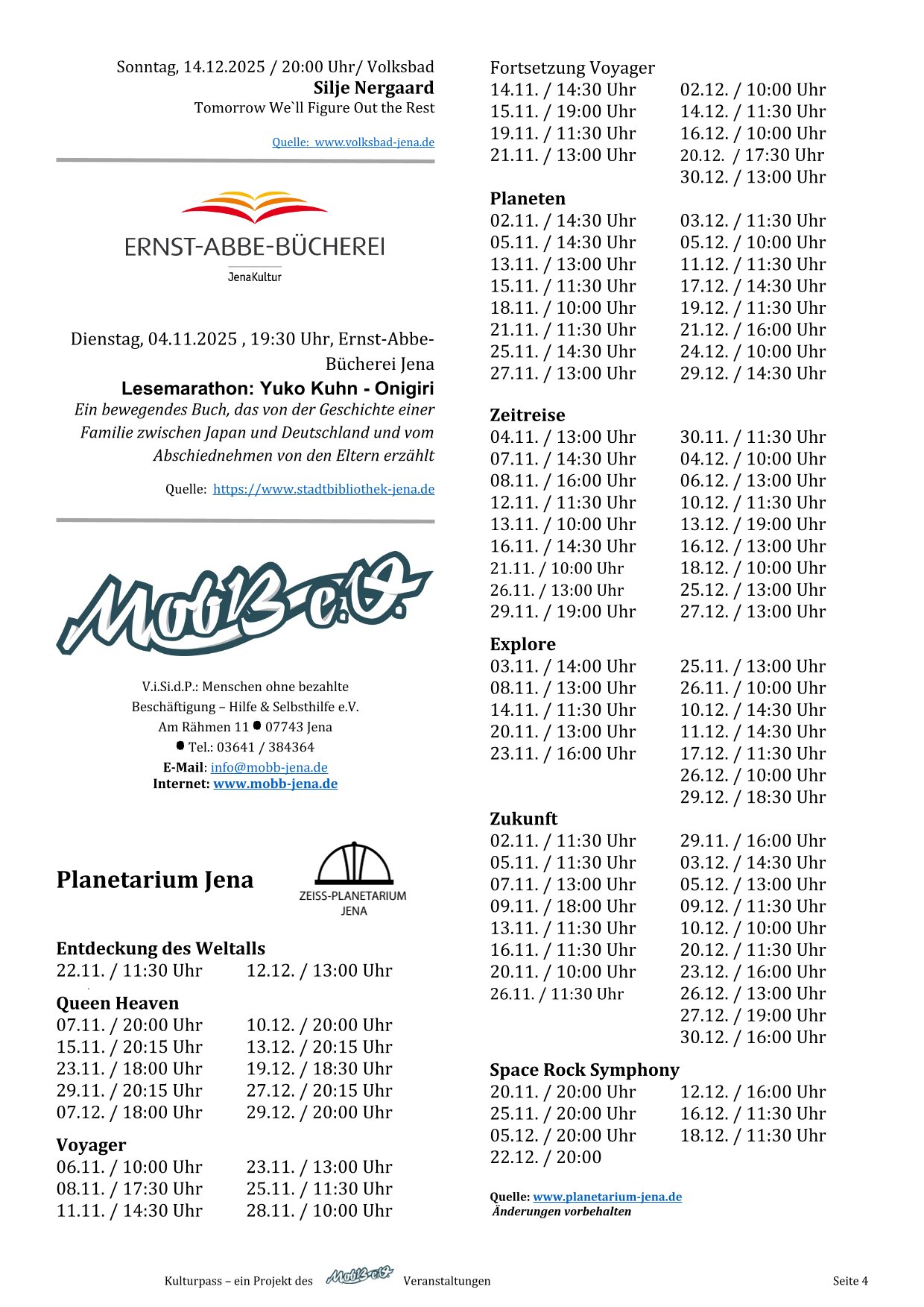 Kulturpass-Angebote in Jena, November/Dezember 2025, Seite 4