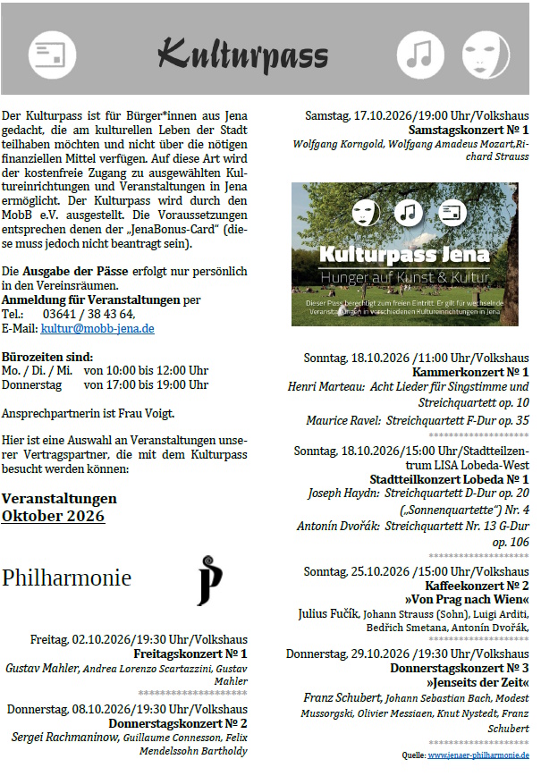 Kulturpass-Angebote in Jena, Oktober 2026, Seite 1