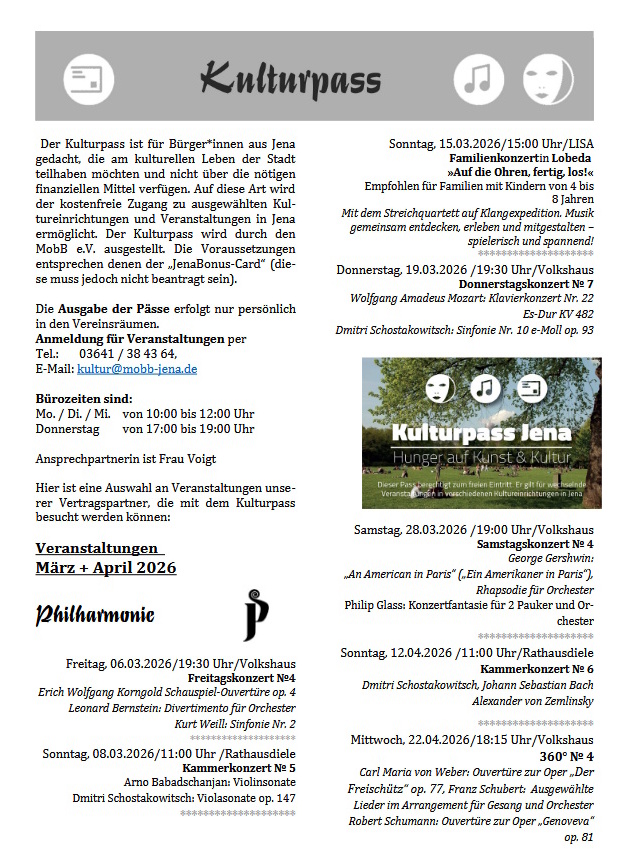 Kulturpass-Angebote in Jena, M&auml;rz/April 2026, Seite 1