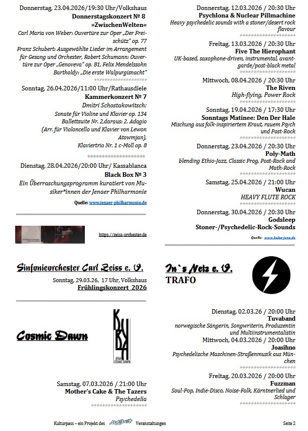 Kulturpass-Angebote in Jena, M&auml;rz/April 2026, Seite 2